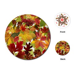 Autumn Fall Leaves Playing Cards (round)  by LoolyElzayat