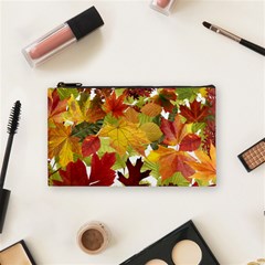 Autumn Fall Leaves Cosmetic Bag (small)  by LoolyElzayat