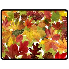 Autumn Fall Leaves Fleece Blanket (large)  by LoolyElzayat