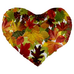 Autumn Fall Leaves Large 19  Premium Heart Shape Cushions by LoolyElzayat