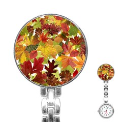 Autumn Fall Leaves Stainless Steel Nurses Watch by LoolyElzayat