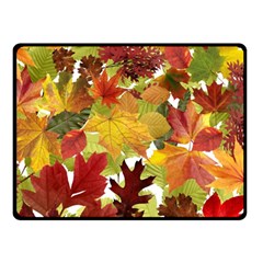 Autumn Fall Leaves Double Sided Fleece Blanket (small)  by LoolyElzayat