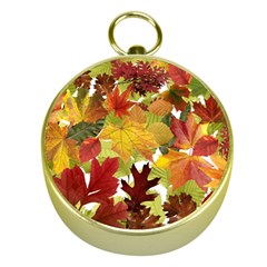 Autumn Fall Leaves Gold Compasses by LoolyElzayat