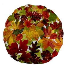 Autumn Fall Leaves Large 18  Premium Flano Round Cushions by LoolyElzayat