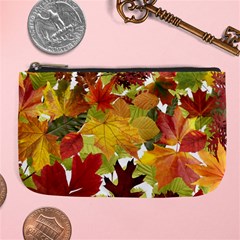 Autumn Fall Leaves Large Coin Purse by LoolyElzayat