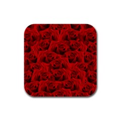 Romantic Red Rose Rubber Square Coaster (4 Pack)  by LoolyElzayat