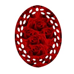 Romantic Red Rose Oval Filigree Ornament (two Sides) by LoolyElzayat