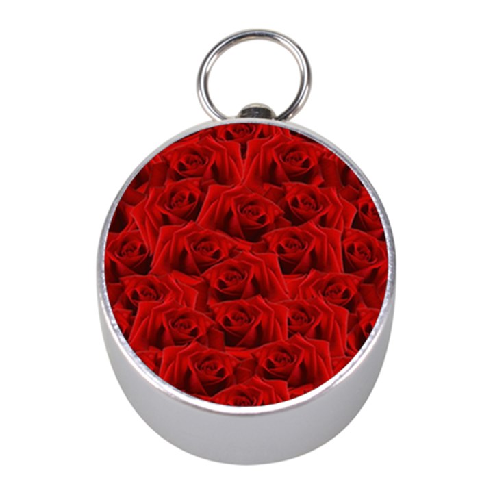 Romantic Red Rose Mini Silver Compasses