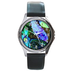 Lilac And Lillies 1 Round Metal Watch by bestdesignintheworld