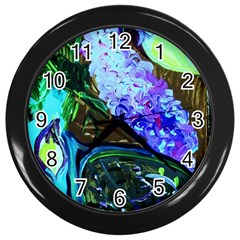 Lilac And Lillies 1 Wall Clocks (black) by bestdesignintheworld