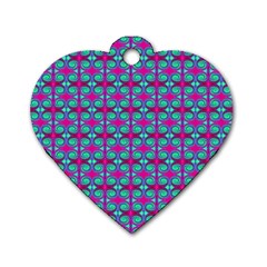 Pink Green Turquoise Swirl Pattern Dog Tag Heart (two Sides) by BrightVibesDesign