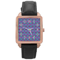 Pink Green Turquoise Swirl Pattern Rose Gold Leather Watch  by BrightVibesDesign