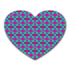 Pink Green Turquoise Swirl Pattern Heart Mousepads