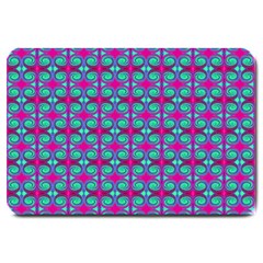 Pink Green Turquoise Swirl Pattern Large Doormat  by BrightVibesDesign