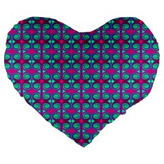 Pink Green Turquoise Swirl Pattern Large 19  Premium Heart Shape Cushions by BrightVibesDesign