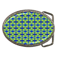 Blue Yellow Green Swirl Pattern Belt Buckles by BrightVibesDesign