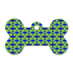 Blue Yellow Green Swirl Pattern Dog Tag Bone (One Side)