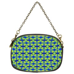 Blue Yellow Green Swirl Pattern Chain Purses (Two Sides) 