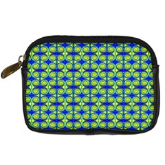 Blue Yellow Green Swirl Pattern Digital Camera Cases