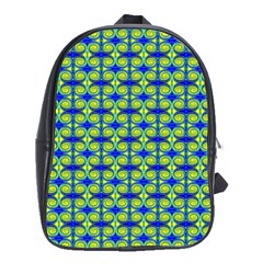 Blue Yellow Green Swirl Pattern School Bag (Large)