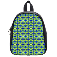 Blue Yellow Green Swirl Pattern School Bag (Small)