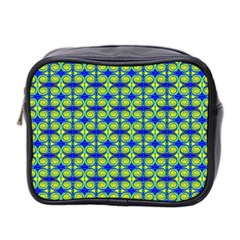 Blue Yellow Green Swirl Pattern Mini Toiletries Bag 2-Side