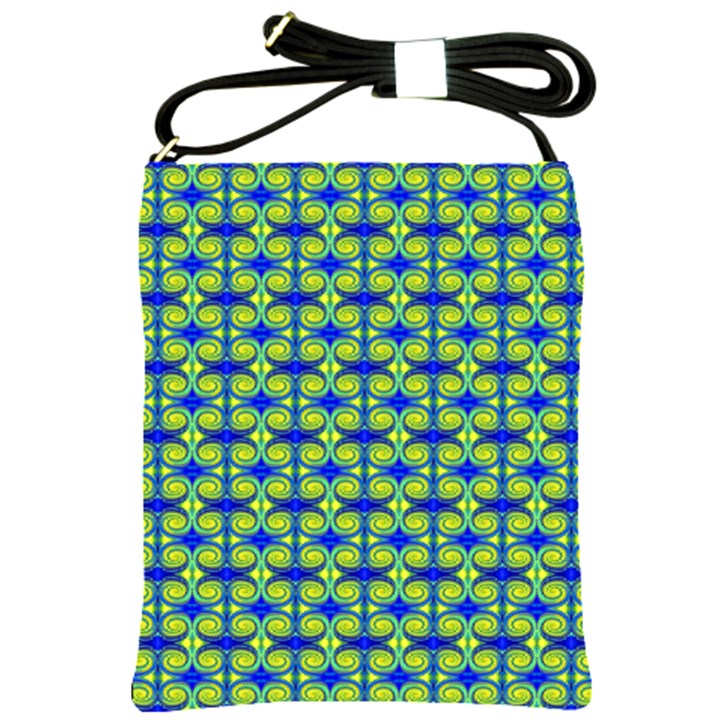 Blue Yellow Green Swirl Pattern Shoulder Sling Bags