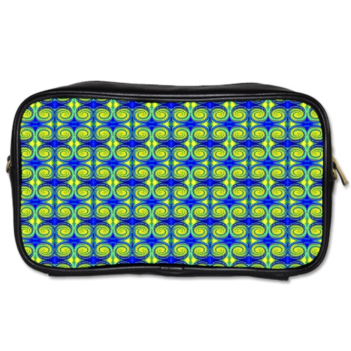 Blue Yellow Green Swirl Pattern Toiletries Bags