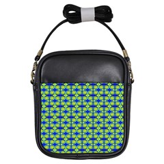 Blue Yellow Green Swirl Pattern Girls Sling Bags