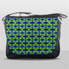 Blue Yellow Green Swirl Pattern Messenger Bags