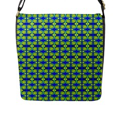 Blue Yellow Green Swirl Pattern Flap Messenger Bag (L) 