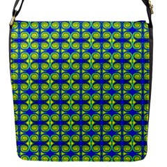 Blue Yellow Green Swirl Pattern Flap Messenger Bag (S)