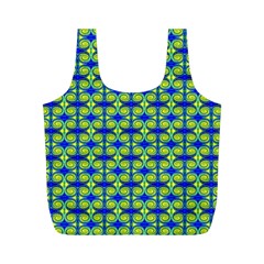 Blue Yellow Green Swirl Pattern Full Print Recycle Bags (M) 