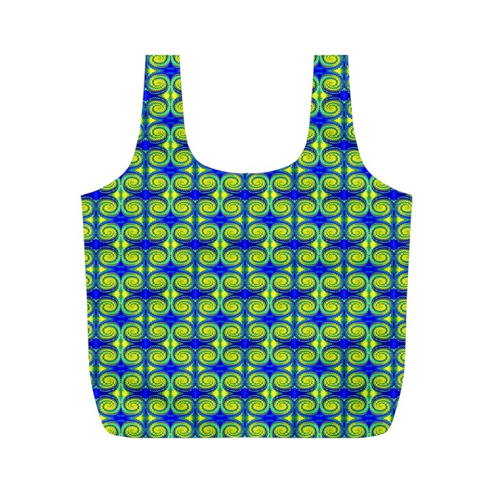 Blue Yellow Green Swirl Pattern Full Print Recycle Bags (M) 