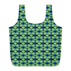 Blue Yellow Green Swirl Pattern Full Print Recycle Bags (L) 