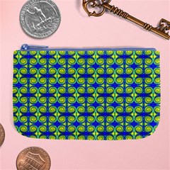 Blue Yellow Green Swirl Pattern Large Coin Purse