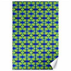 Blue Yellow Green Swirl Pattern Canvas 24  x 36 