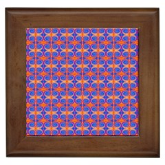 Blue Orange Yellow Swirl Pattern Framed Tiles by BrightVibesDesign