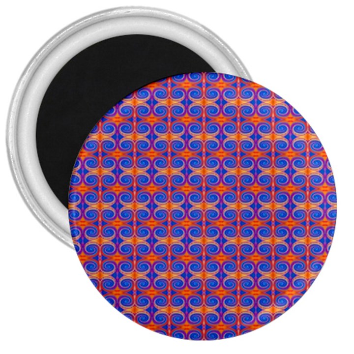 Blue Orange Yellow Swirl Pattern 3  Magnets