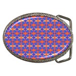 Blue Orange Yellow Swirl Pattern Belt Buckles Front