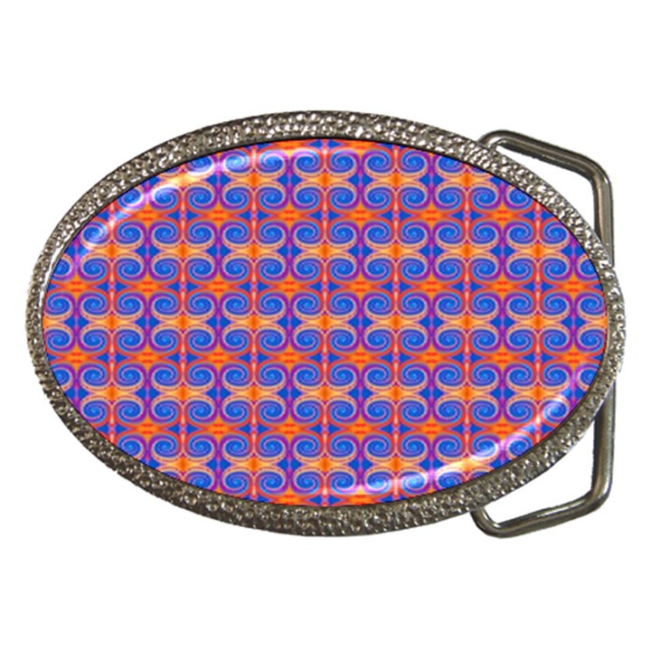 Blue Orange Yellow Swirl Pattern Belt Buckles