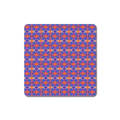 Blue Orange Yellow Swirl Pattern Square Magnet by BrightVibesDesign