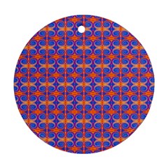 Blue Orange Yellow Swirl Pattern Round Ornament (two Sides) by BrightVibesDesign