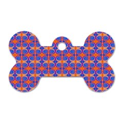 Blue Orange Yellow Swirl Pattern Dog Tag Bone (two Sides) by BrightVibesDesign