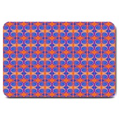 Blue Orange Yellow Swirl Pattern Large Doormat  by BrightVibesDesign