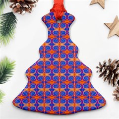 Blue Orange Yellow Swirl Pattern Christmas Tree Ornament (two Sides) by BrightVibesDesign