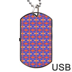 Blue Orange Yellow Swirl Pattern Dog Tag Usb Flash (two Sides) by BrightVibesDesign