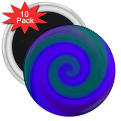 Swirl Green Blue Abstract 3  Magnets (10 Pack)  by BrightVibesDesign