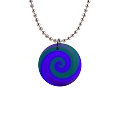 Swirl Green Blue Abstract Button Necklaces by BrightVibesDesign