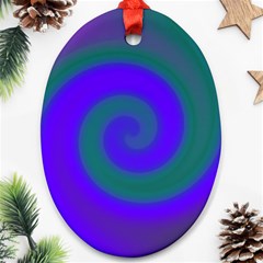 Swirl Green Blue Abstract Oval Ornament (two Sides) by BrightVibesDesign